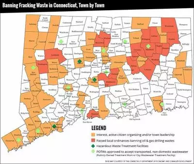 Map of CT Communities Banning Fracking Waste