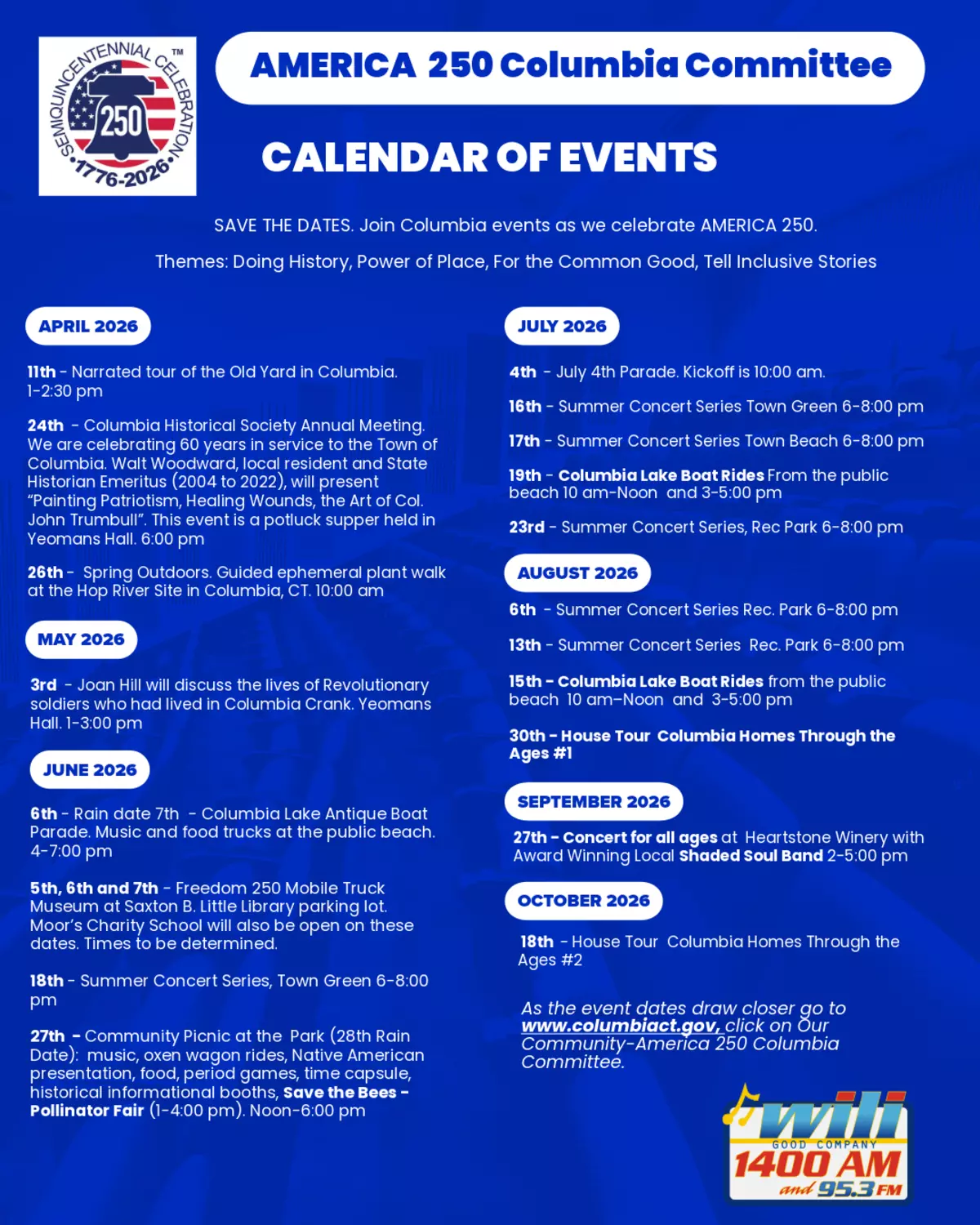 America 250 Committee Events Calendar