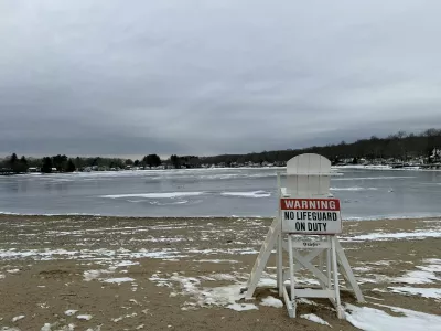 Columbia Lake with snow